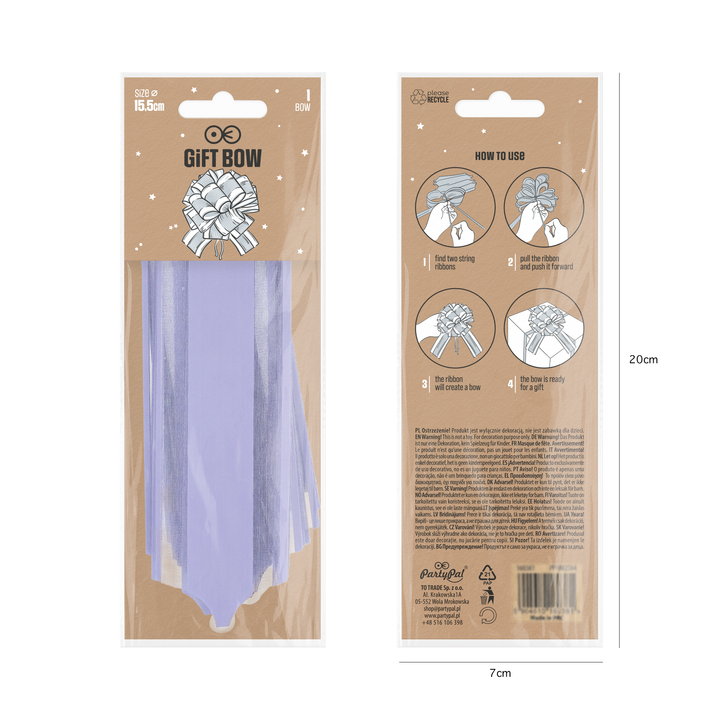 Kokarda ściągana prezentowa pastelowa fioletowa 1 szt.