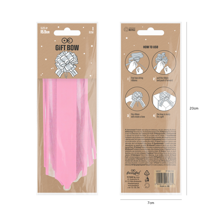 Kokarda ściągana prezentowa pastelowa różowa 1 szt.