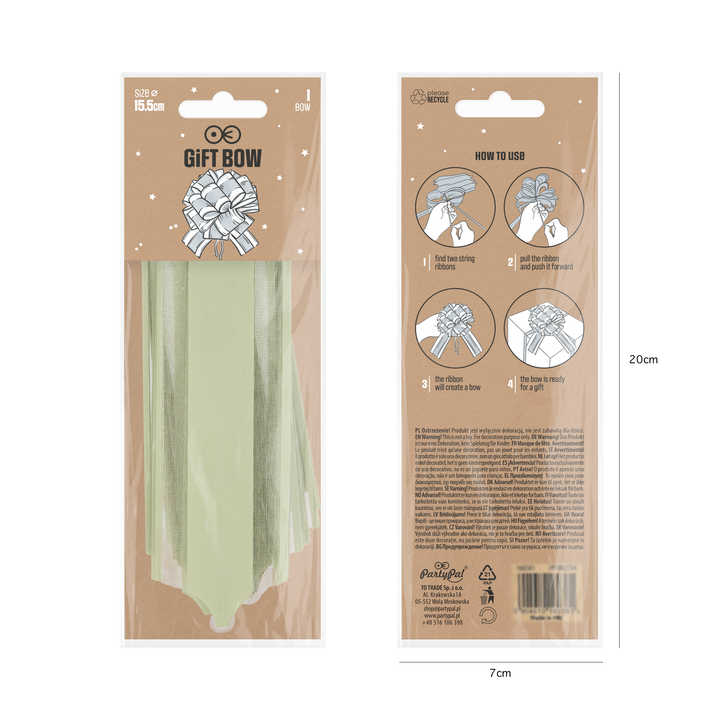 Kokarda ściągana prezentowa pastelowa oliwkowa 1 szt.