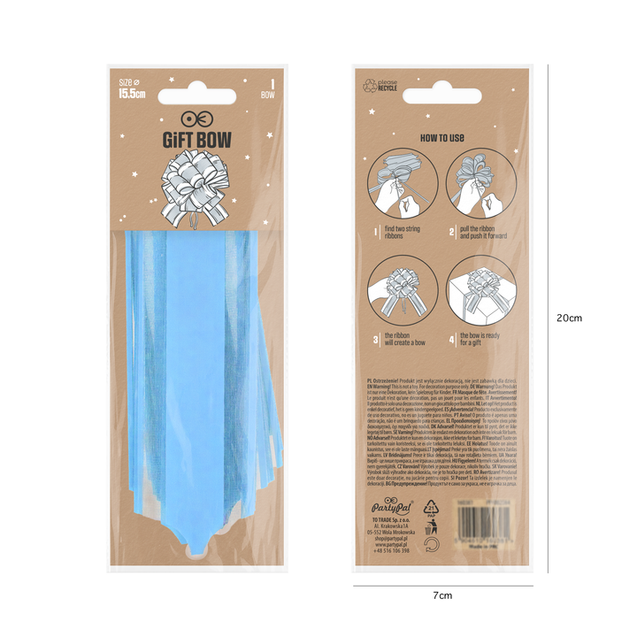 Kokarda ściągana prezentowa pastelowa niebieska 1 szt.