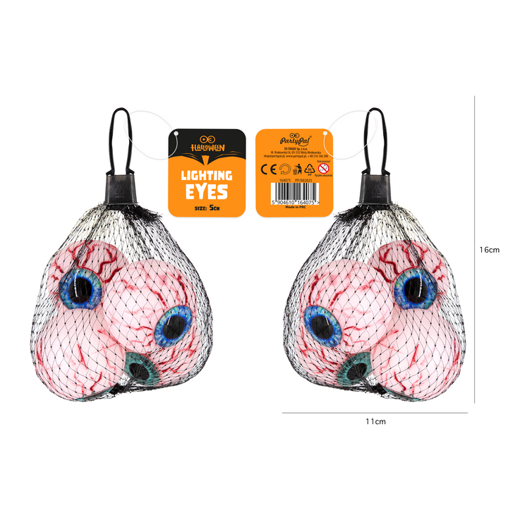 Halloween gałki oczne świecące w ciemności 4 szt.