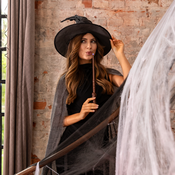 Kapelusz czarownicy Halloween czarny 38x42cm