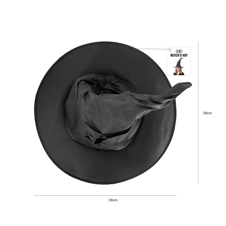Kapelusz czarownicy Halloween czarny 38x42cm