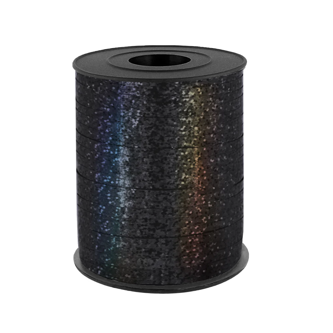 Wstążka plastikowa holograficzna czarna 225m