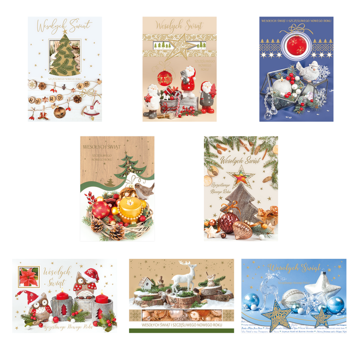 Kartki świąteczne lux 8 wzorów