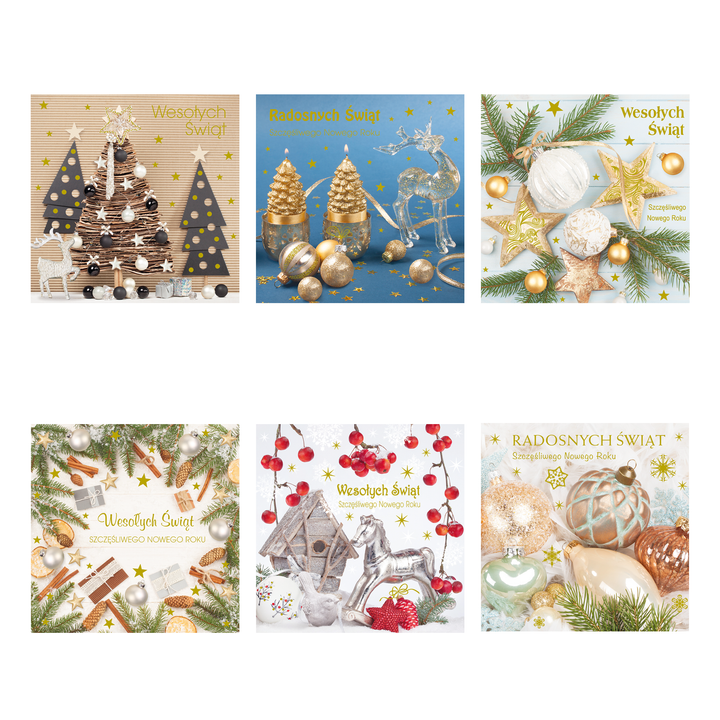 Kartki świąteczne kwadratowe 6 wzorów