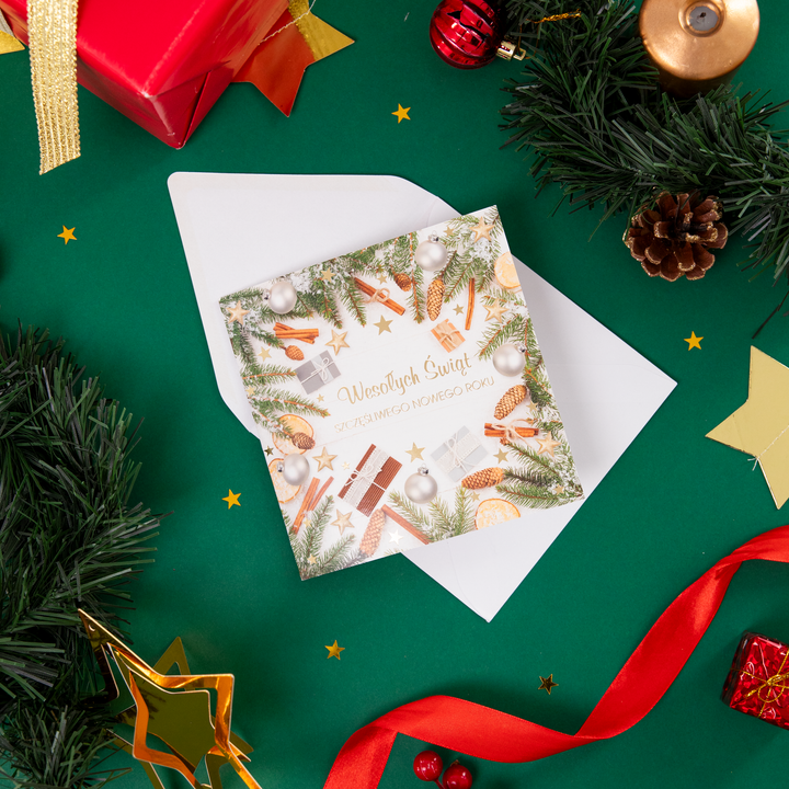 Kartki świąteczne kwadratowe 6 wzorów