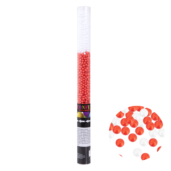 Konfetti kulki biało-czerwone 50cm - OUTLET