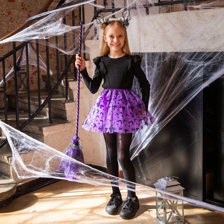 Halloween miotła czarownicy fioletowa 120cm