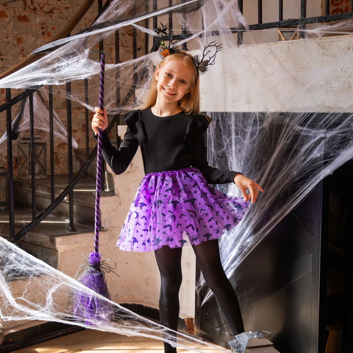 Halloween miotła czarownicy fioletowa 120cm