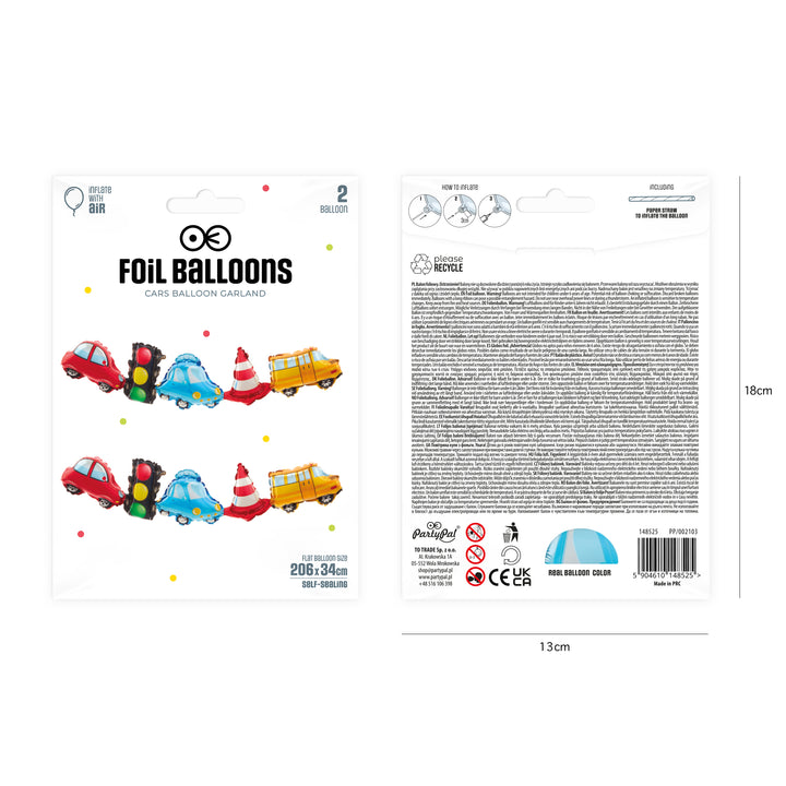 Girlanda balonowa Auta 206x34cm