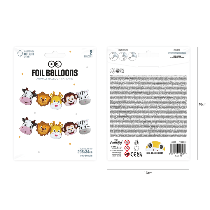 Girlanda balonowa Zwierzątka 206x34cm