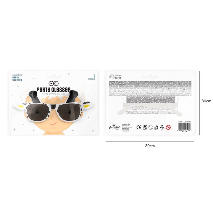Imprezowe okulary Żyrafa biało-czarne 1szt.