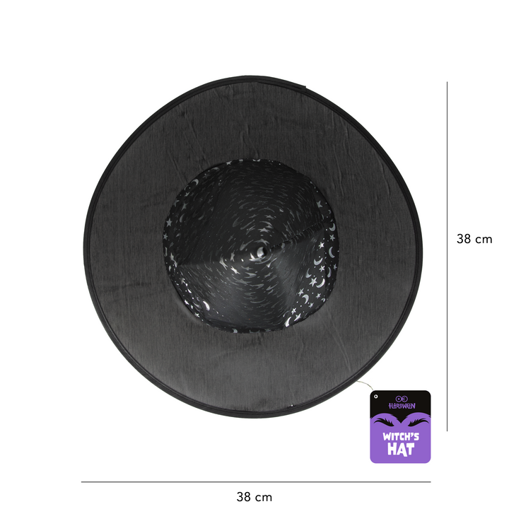 Kapelusz czarownicy czarno-srebrny 38x32cm