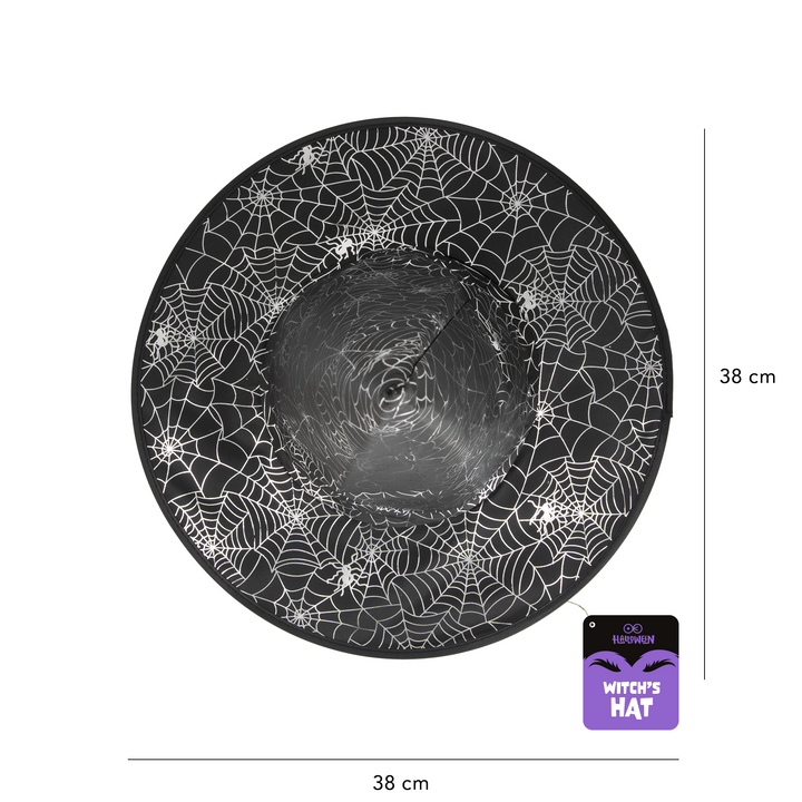 Kapelusz czarownicy Pajęczyny czarno-srebrny 38x32cm