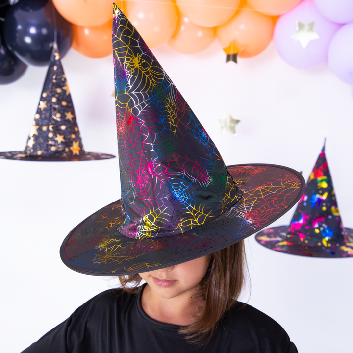 Kapelusz czarownicy Pajęczyny kolorowy 38x32cm