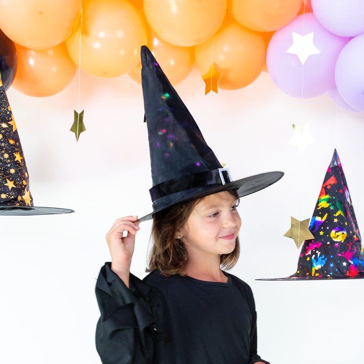 Kapelusz czarownicy z diodami LED czarny 38x35cm