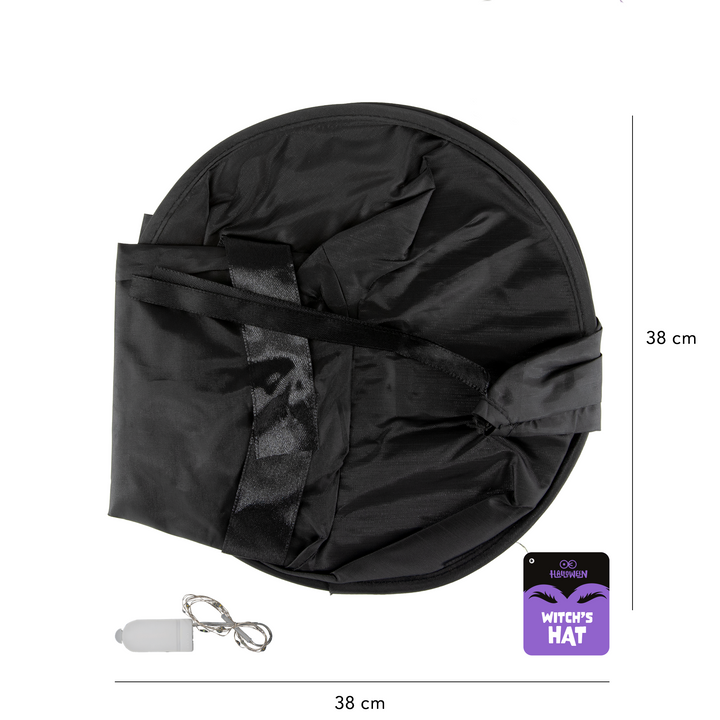 Kapelusz czarownicy z diodami LED czarny 38x35cm