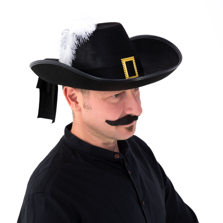 Kapelusz muszkietera czarny z szarfą