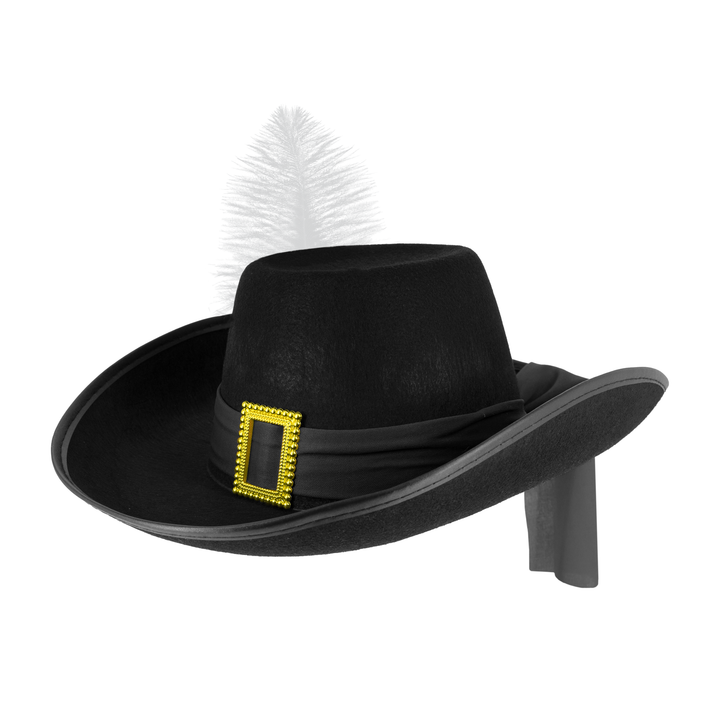 Kapelusz muszkietera czarny z szarfą