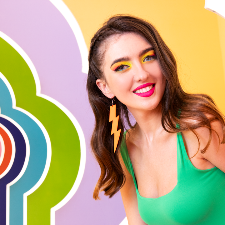 Kolczyki neonowe Błyskawice pomarańczowe 12cm