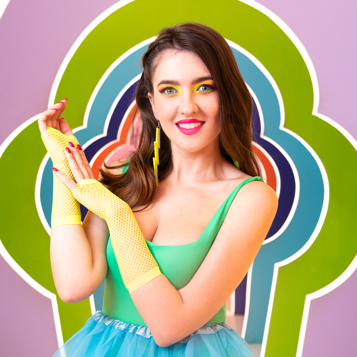 Kolczyki neonowe Błyskawice żółte 12cm