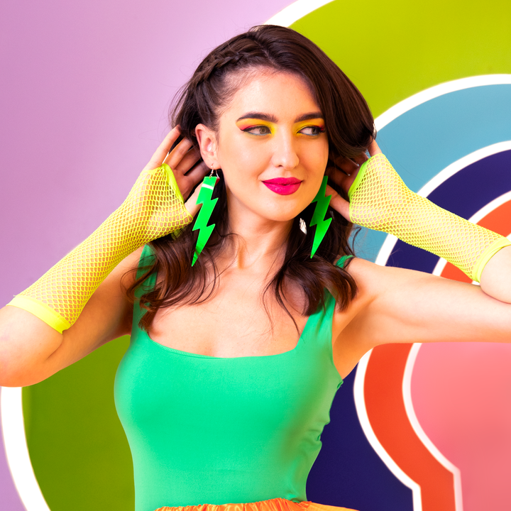 Kolczyki neonowe Błyskawice zielone 12cm