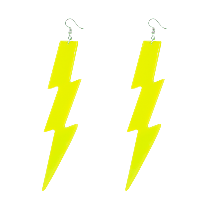Kolczyki neonowe Błyskawice żółte 12cm