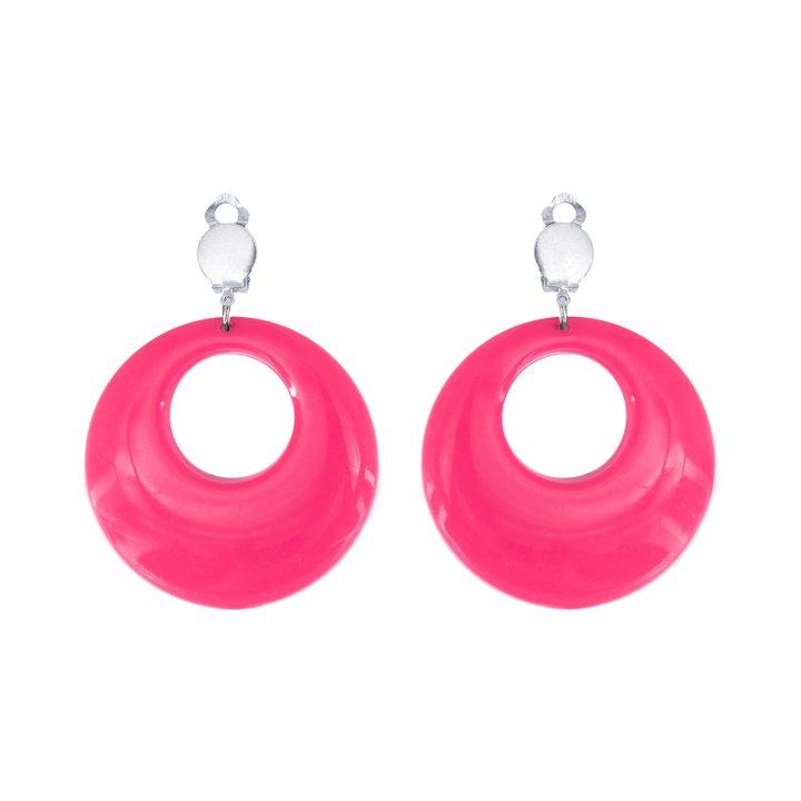 Klipsy neonowe Koła różowe 4,5cm