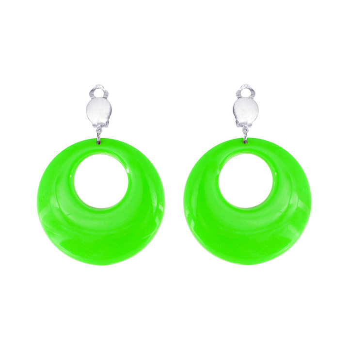 Klipsy neonowe Koła zielone 4,5cm