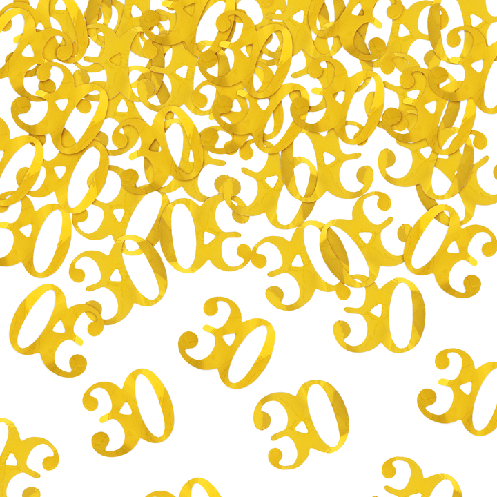 Konfetti cyfra 30 metaliczne złote 40cm