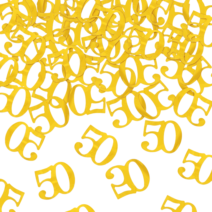 Konfetti cyfra 50 metaliczne złote 40cm