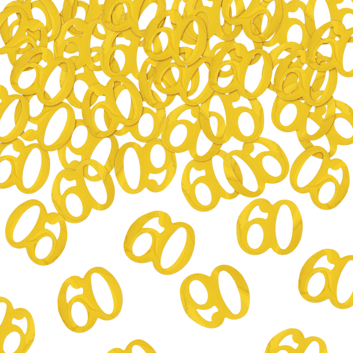 Konfetti cyfra 60 metaliczne złote 40cm