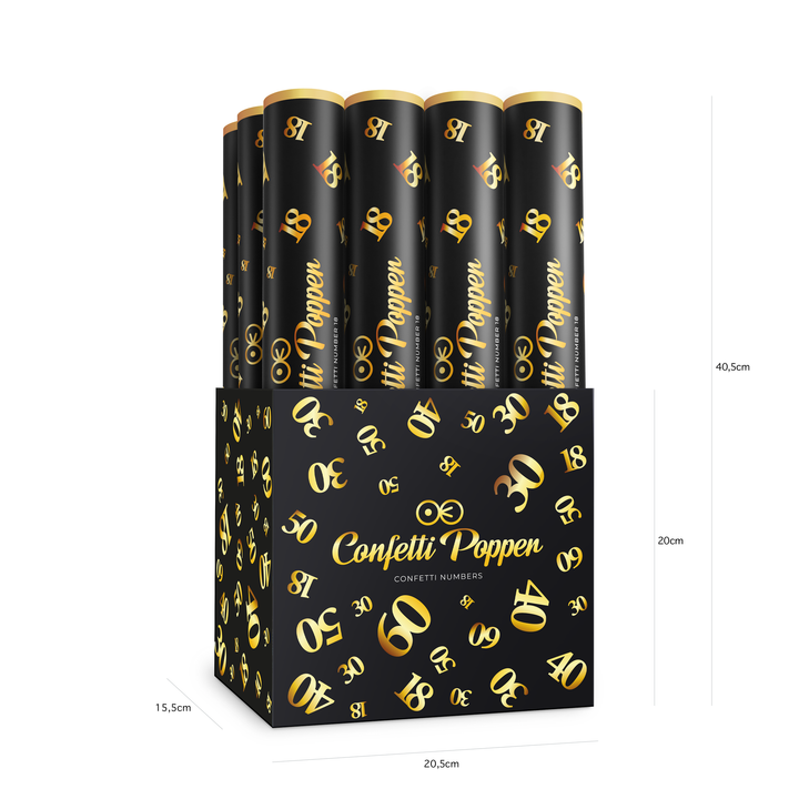 Konfetti cyfra 18 metaliczne złote 40cm