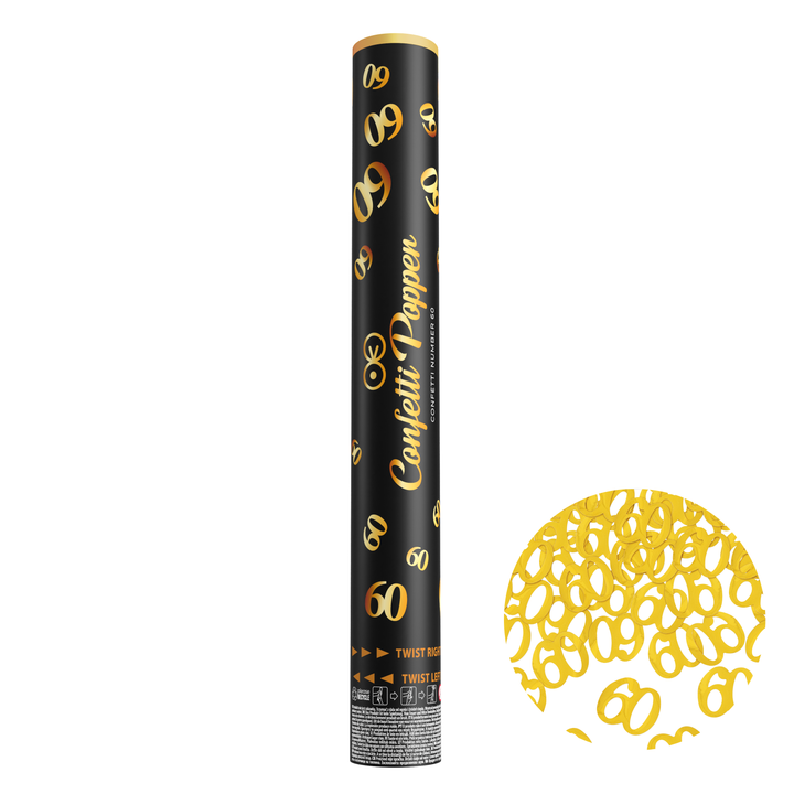 Konfetti cyfra 60 metaliczne złote 40cm