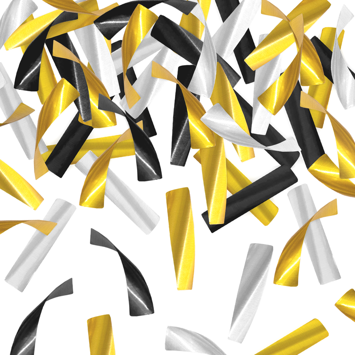 Konfetti paski metaliczne złote, srebrne i czarne 60cm