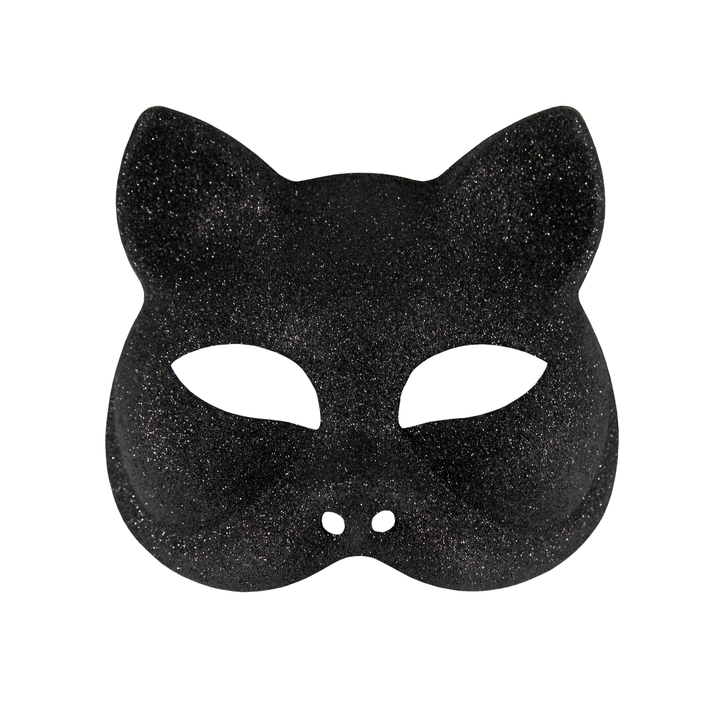 Maska Kot brokatowa czarna 25x16cm