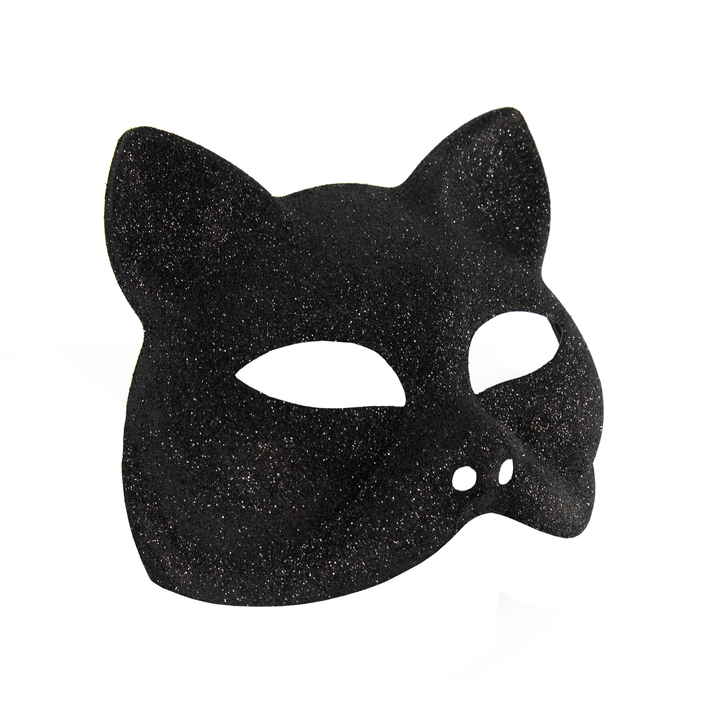Maska Kot brokatowa czarna 25x16cm