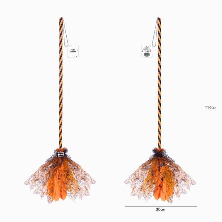 Halloween miotła czarownicy pomarańczowa 120cm