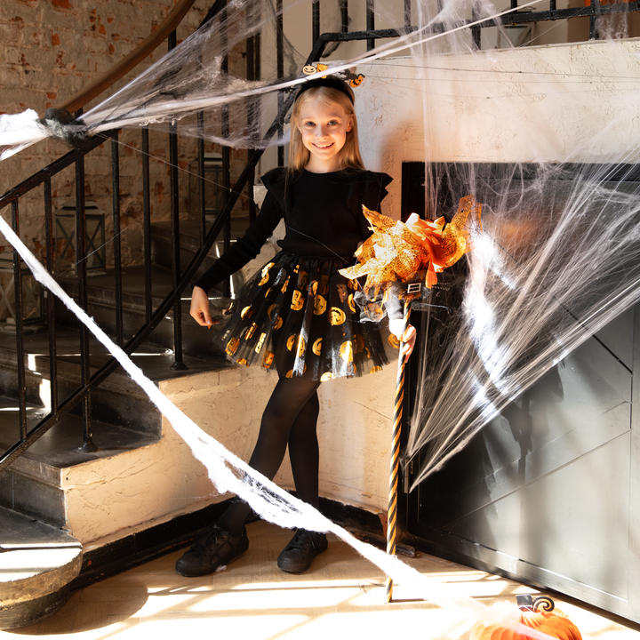 Halloween miotła czarownicy pomarańczowa 120cm