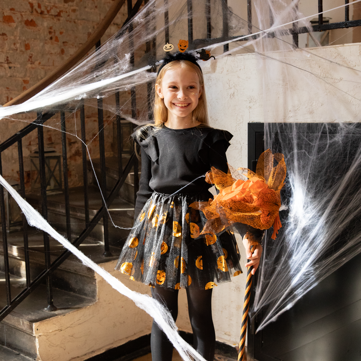 Halloween miotła czarownicy pomarańczowa 120cm