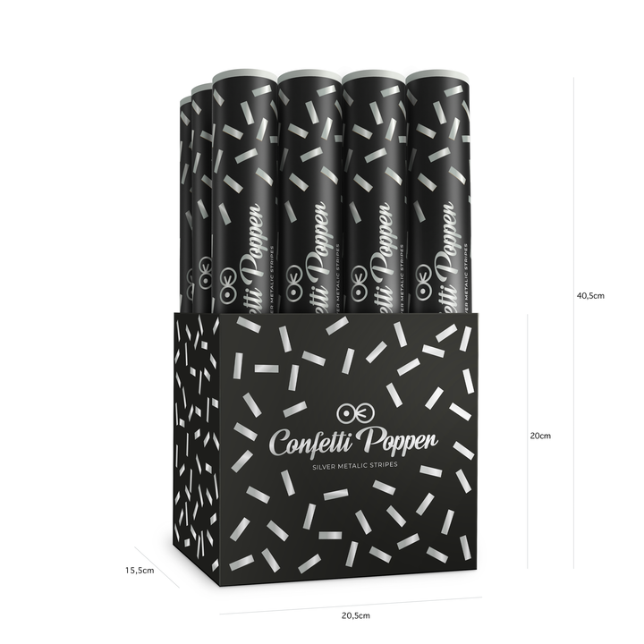 Konfetti paski metaliczne srebrne 40cm
