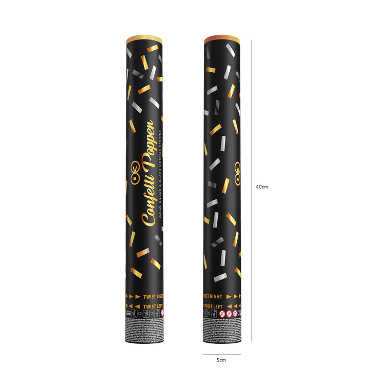 Konfetti paski metaliczne złote, srebrne i czarne 40cm