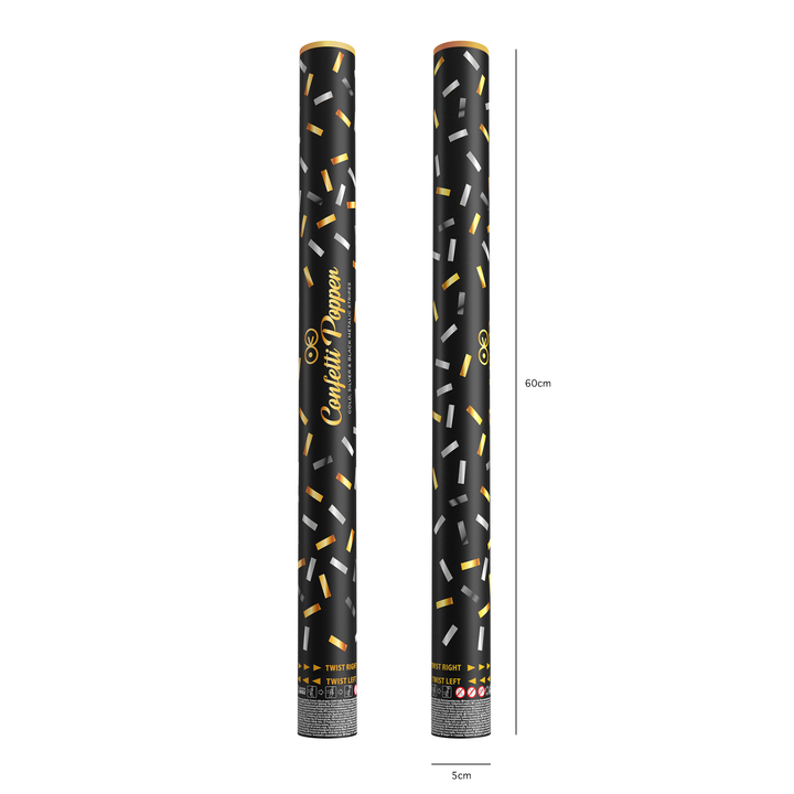 Konfetti paski metaliczne złote, srebrne i czarne 60cm