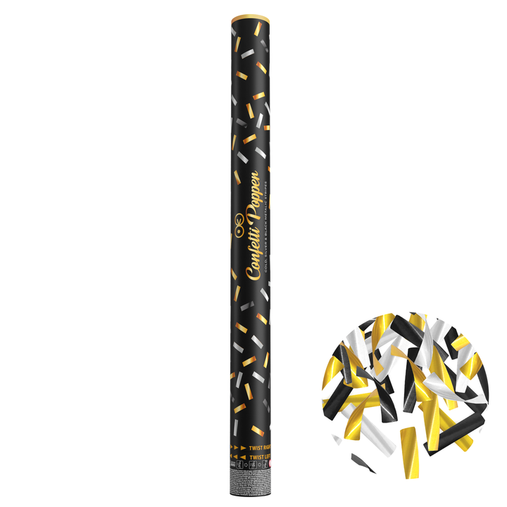 Konfetti paski metaliczne złote, srebrne i czarne 60cm