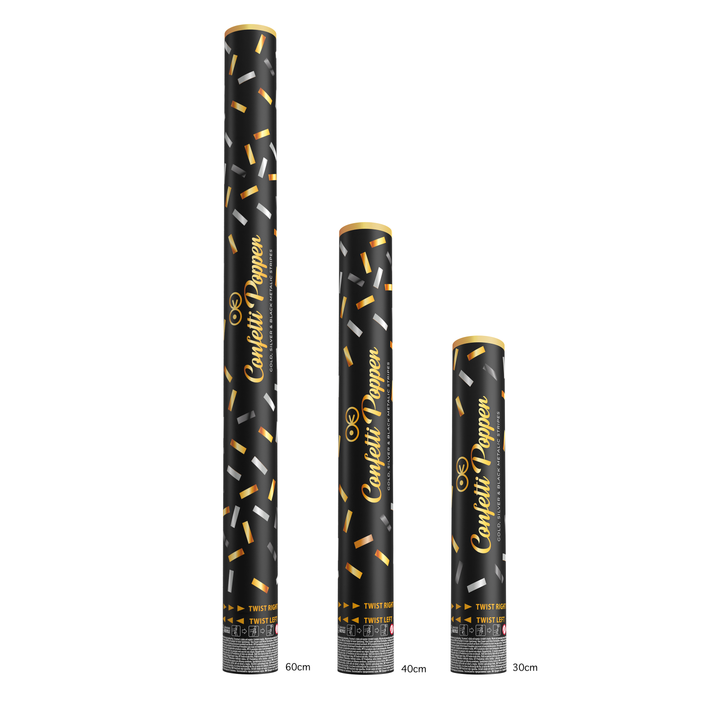 Konfetti paski metaliczne złote, srebrne i czarne 30cm