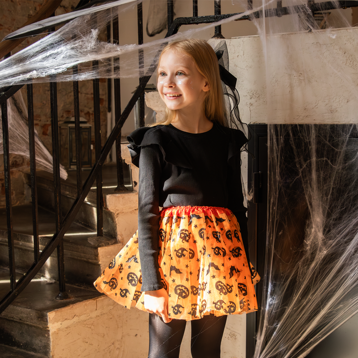 Halloween czarny welon LED kokarda i dynia