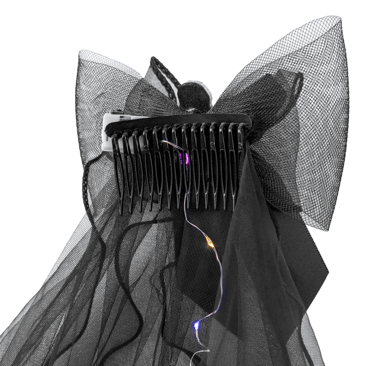 Halloween czarny welon LED kokarda i dynia