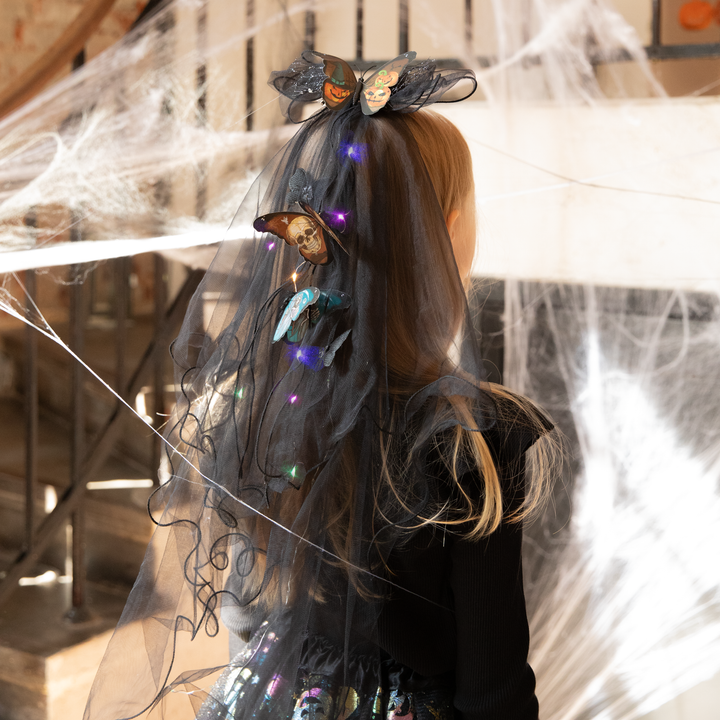 Halloween czarny welon LED mroczny motyl