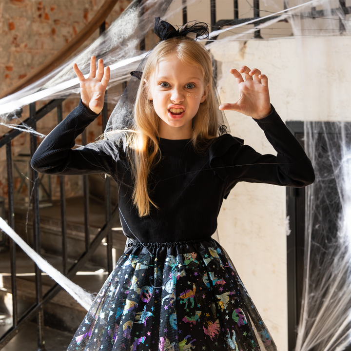 Halloween czarny welon LED mroczny motyl